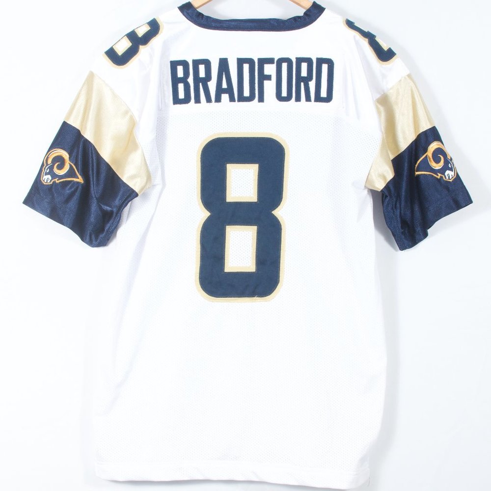 St Louis Rams 44 Men's Jersey White BRADFORD 8 NFL Equipment Polyester Nylon